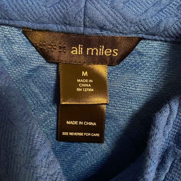 Ali Miles Royal Blue Cowl Neck Tunic Career City Chic Elevated Style Textured - Picture 10 of 11